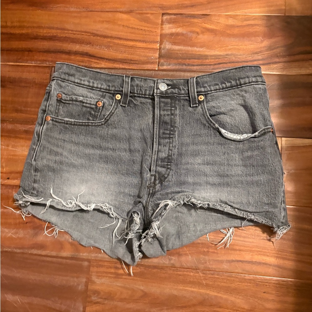 Levi’s 501 Original Gray Black Cutoff Shorts High Rise Size 30 31 (0840)